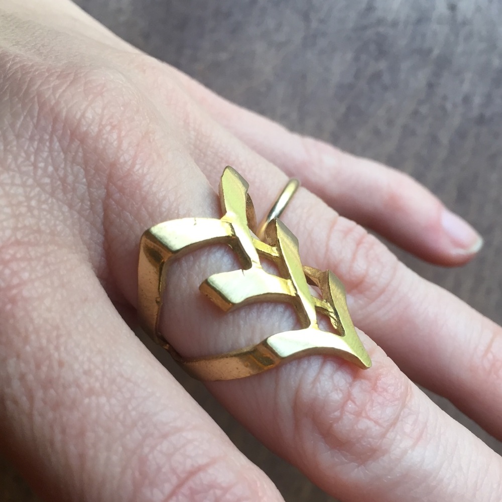 Geometric brass cast ring